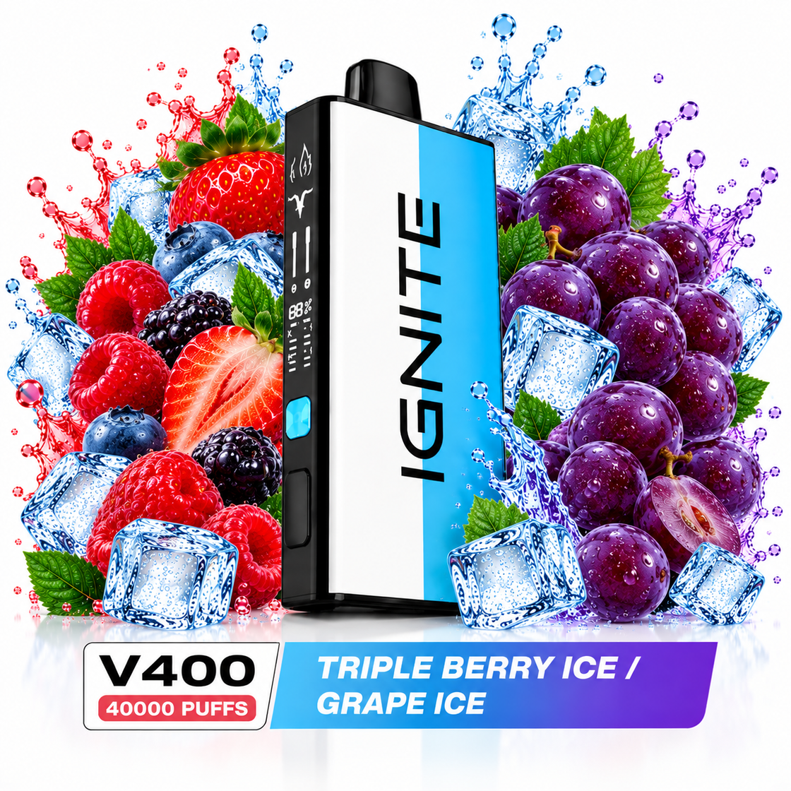 Pod descartable Ignite V400 40000 puffs Mix Triple Berry Ice / Grape Ice