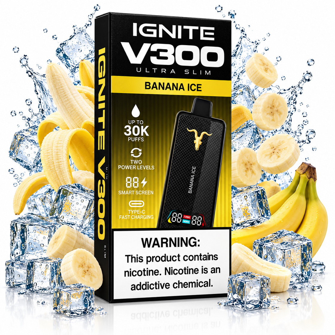 Pod descartable Ignite V300 Ultra Slim Banana Ice 30K