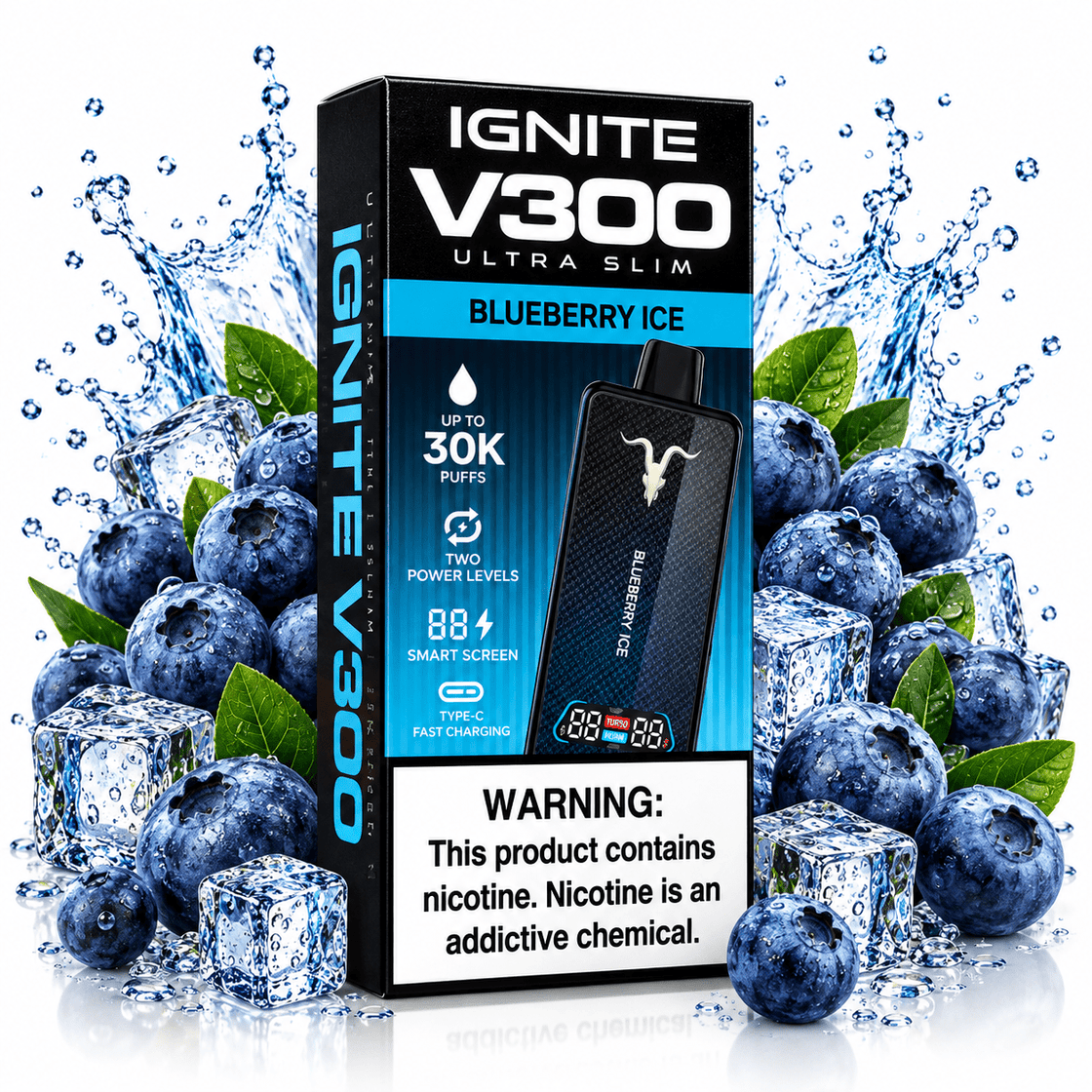 Pod descartable Ignite V300 Ultra Slim Blueberry Ice 30K - Tienda Vapor