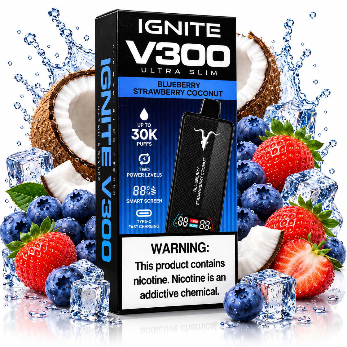 Pod descartable Ignite V300 Ultra Slim Blueberry Strawberry Coconut 30K