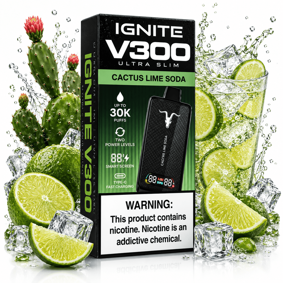 Pod descartable Ignite V300 Ultra Slim Cactus Lime Soda 30K
