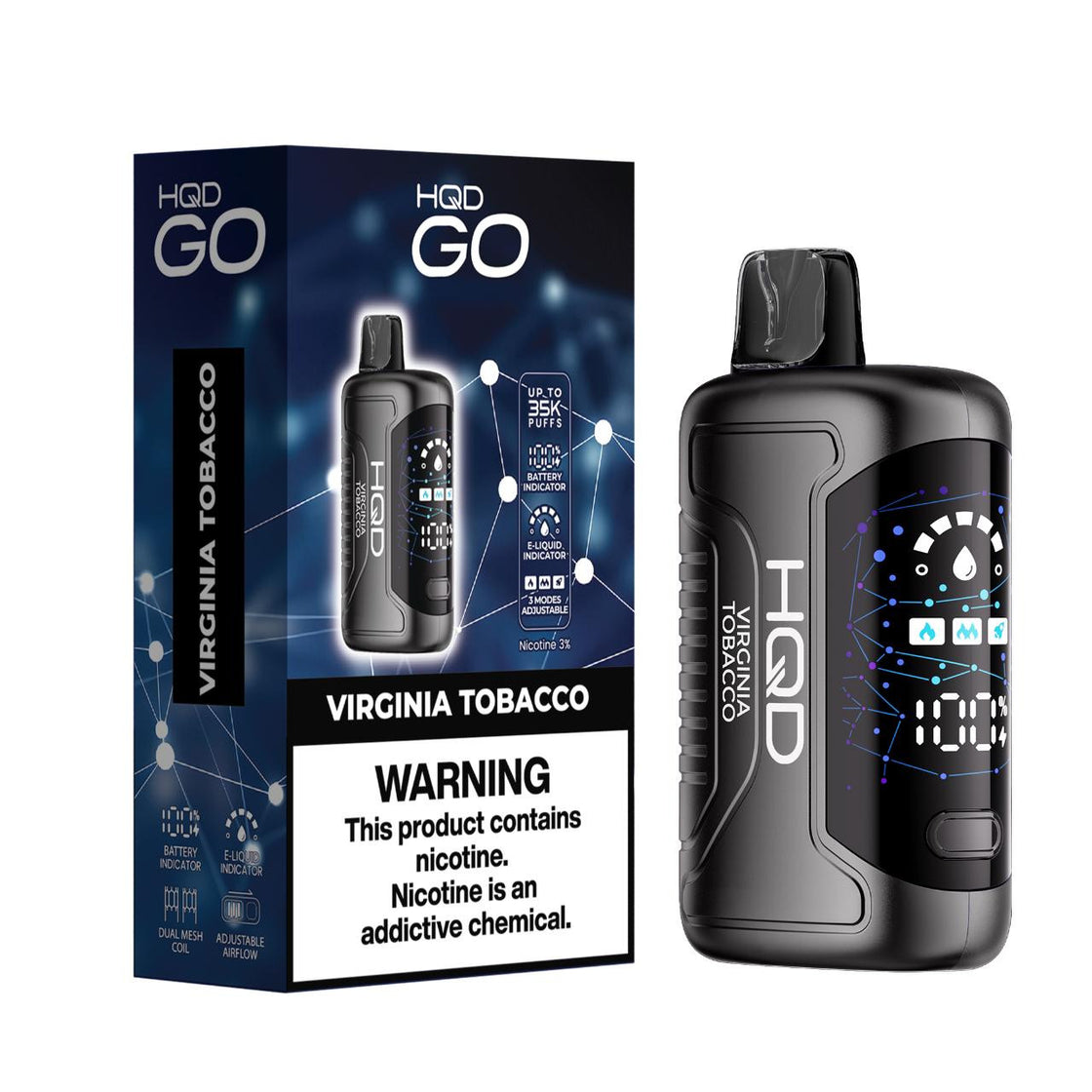 Pod Descartable HQD GO 35K Virginia Tabaco 35000 Puffs