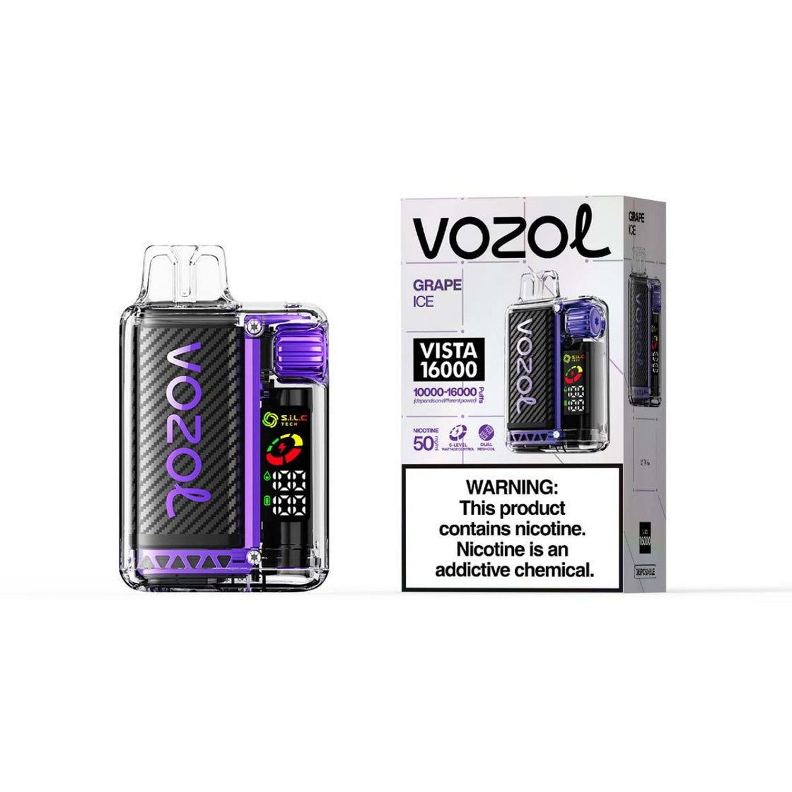 Pod descartable Vozol Vista Grape Ice 16000 puffs - Tienda Vapor