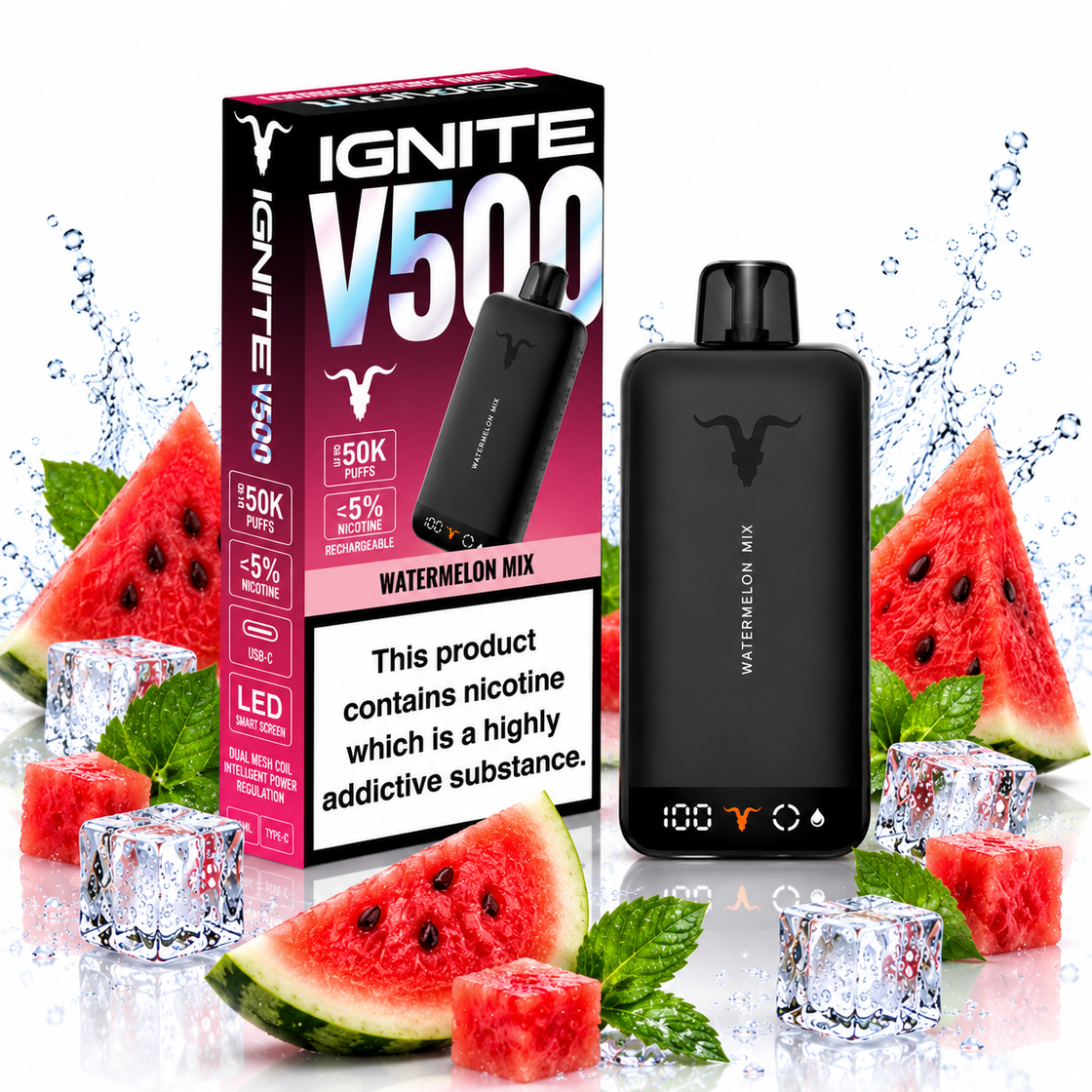 Pod descartable Ignite V500 50000 puffs Watermelon Mix
