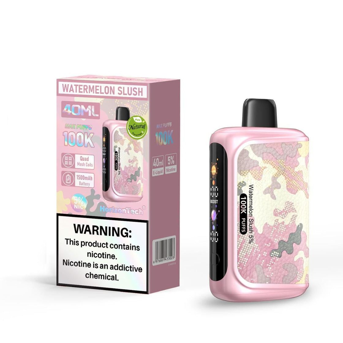 Pod descartable Horizon Tech 100k Watermelon Slush 100.000 Puffs - Tienda Vapor
