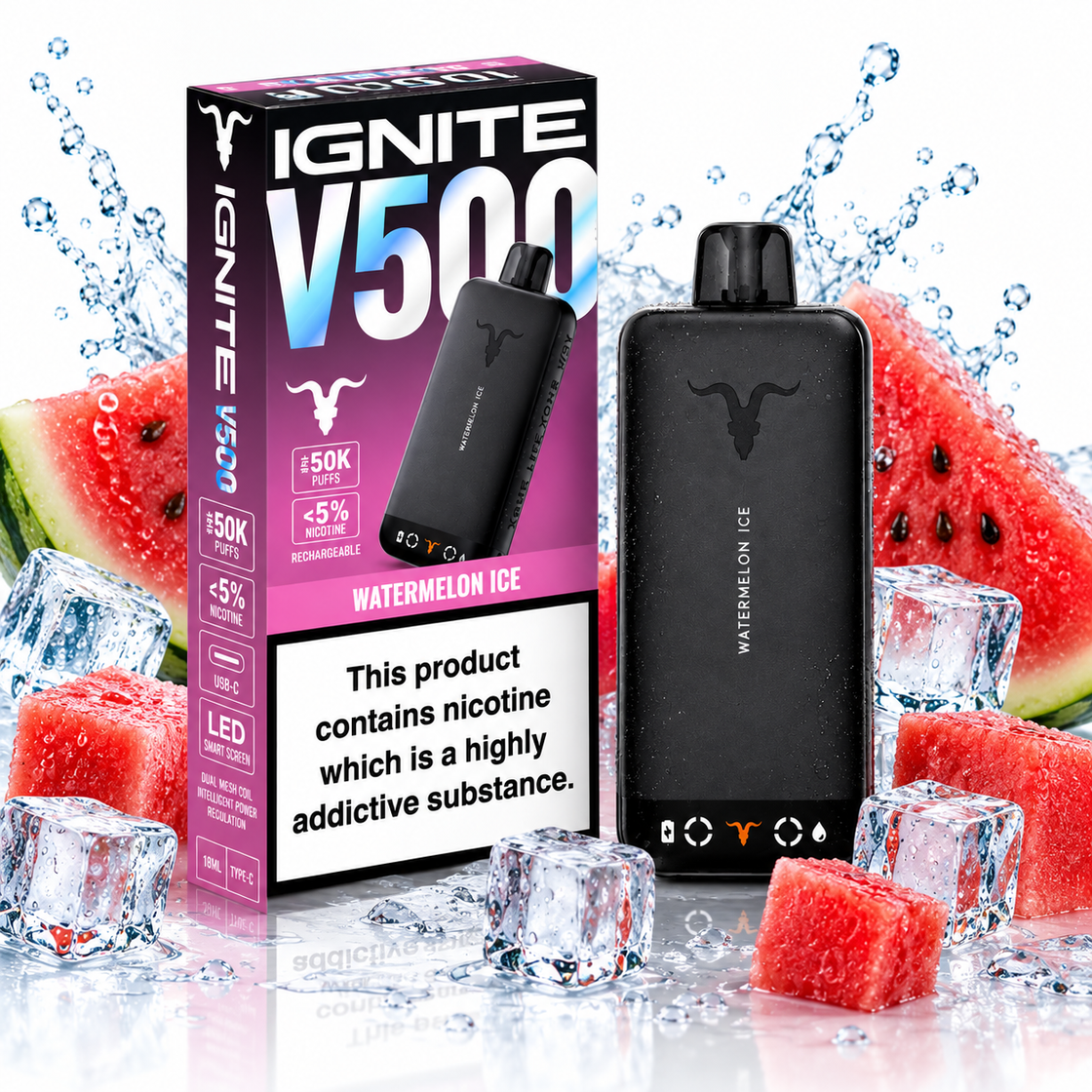 Pod descartable Ignite V500 50000 puffs Watermelon Ice