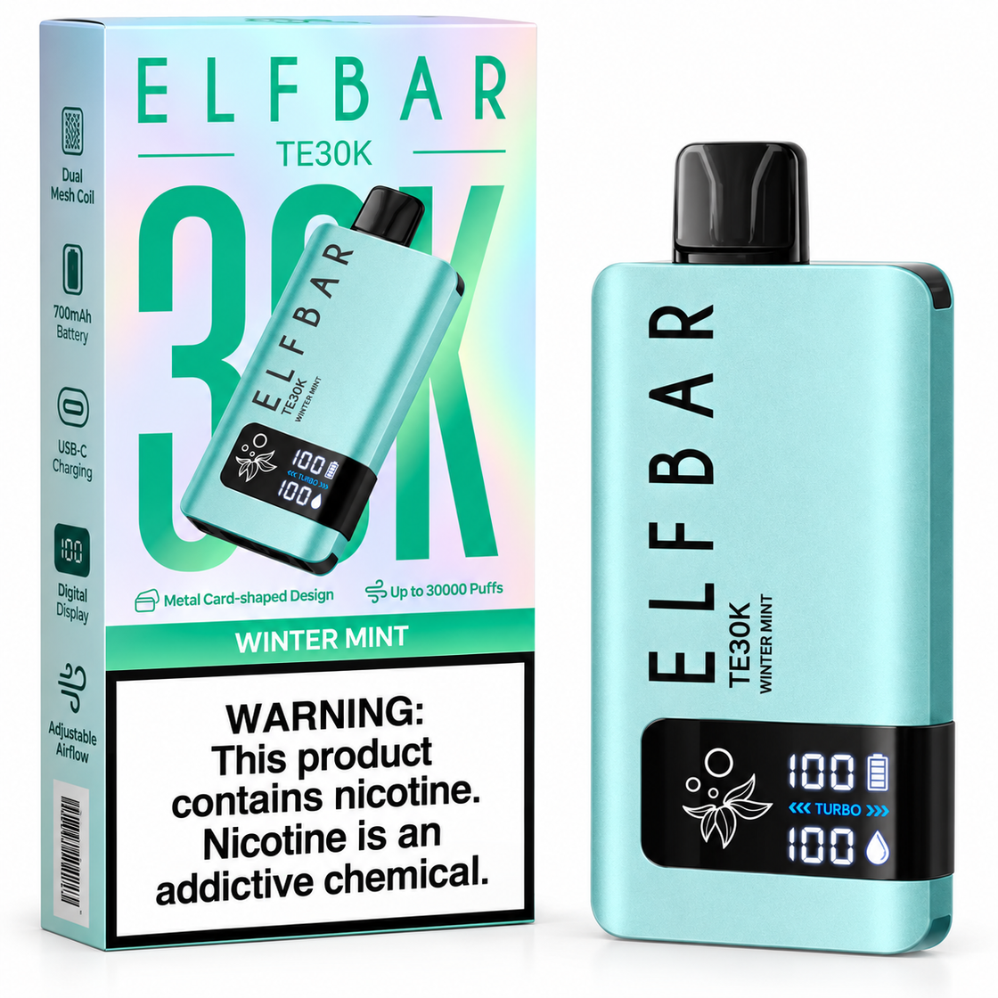Pod descartable ElfBar TE30000 puffs Winter Mint