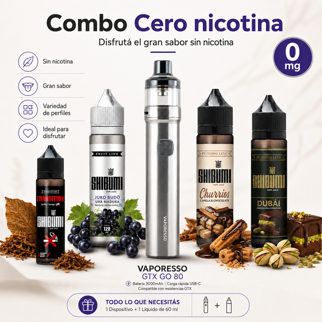 Combo Cero Nicotina - Tienda Vapor