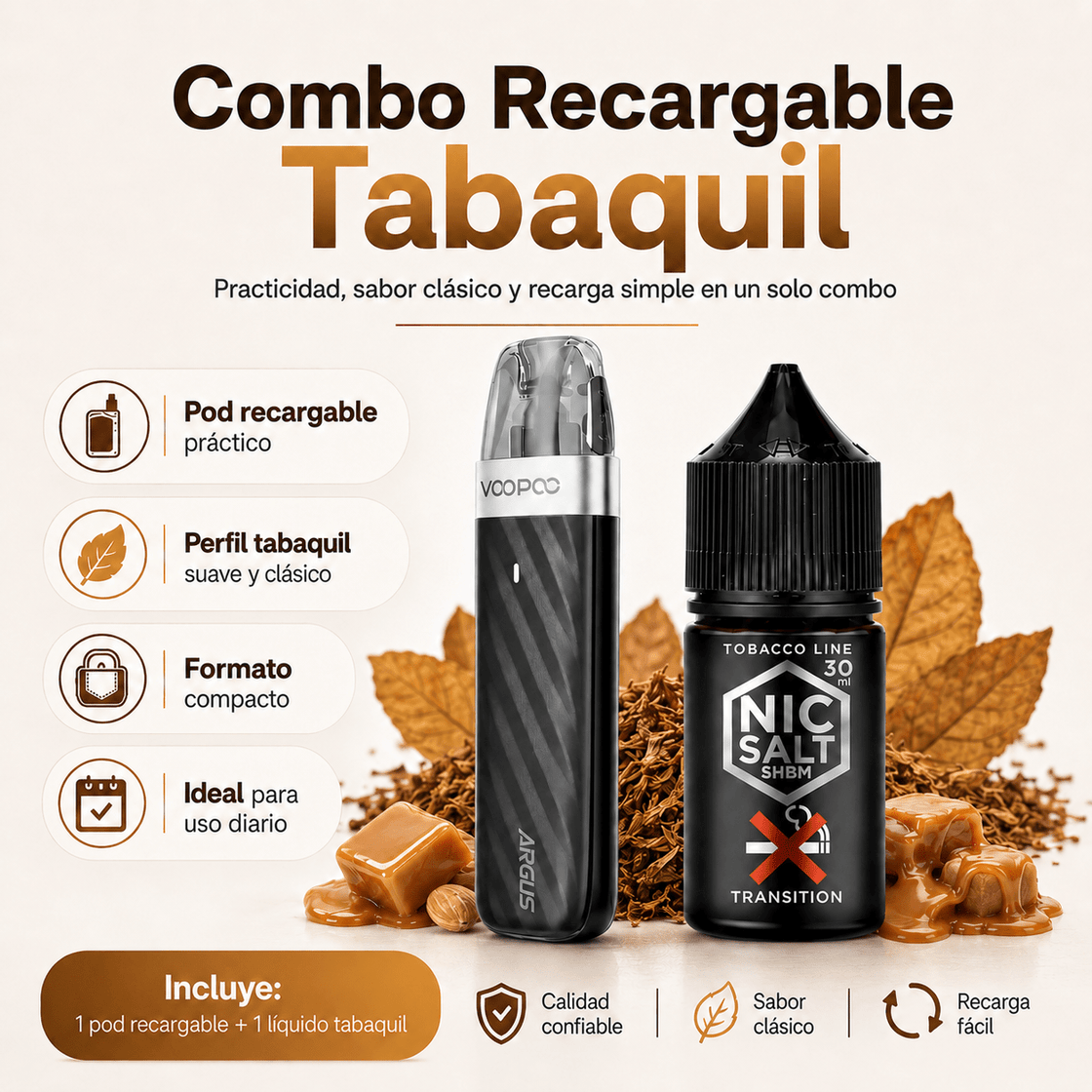 Combo Kit Recargable Tabaquil - Tienda Vapor
