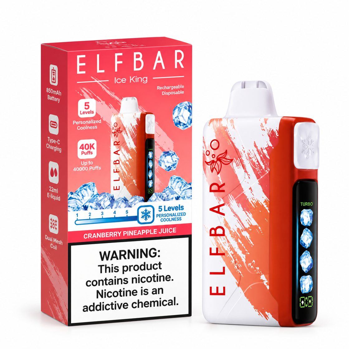 Pod descartable ElfBar Ice King 40000 Puffs Cranberry Pineapple Juice