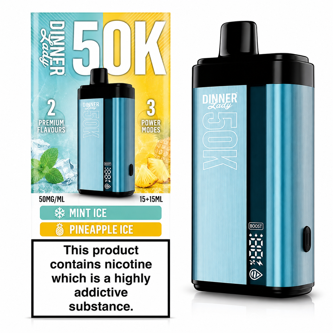 Pod descartable Dinner Lady Mint Ice / Pineapple Ice 50K Dual Flavor