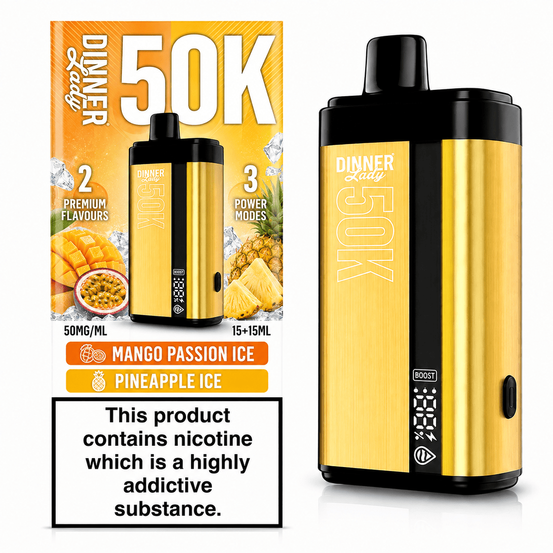 Pod descartable Dinner Lady Mango Passion Ice / Pineapple Ice 50K Dual Flavor - Tienda Vapor