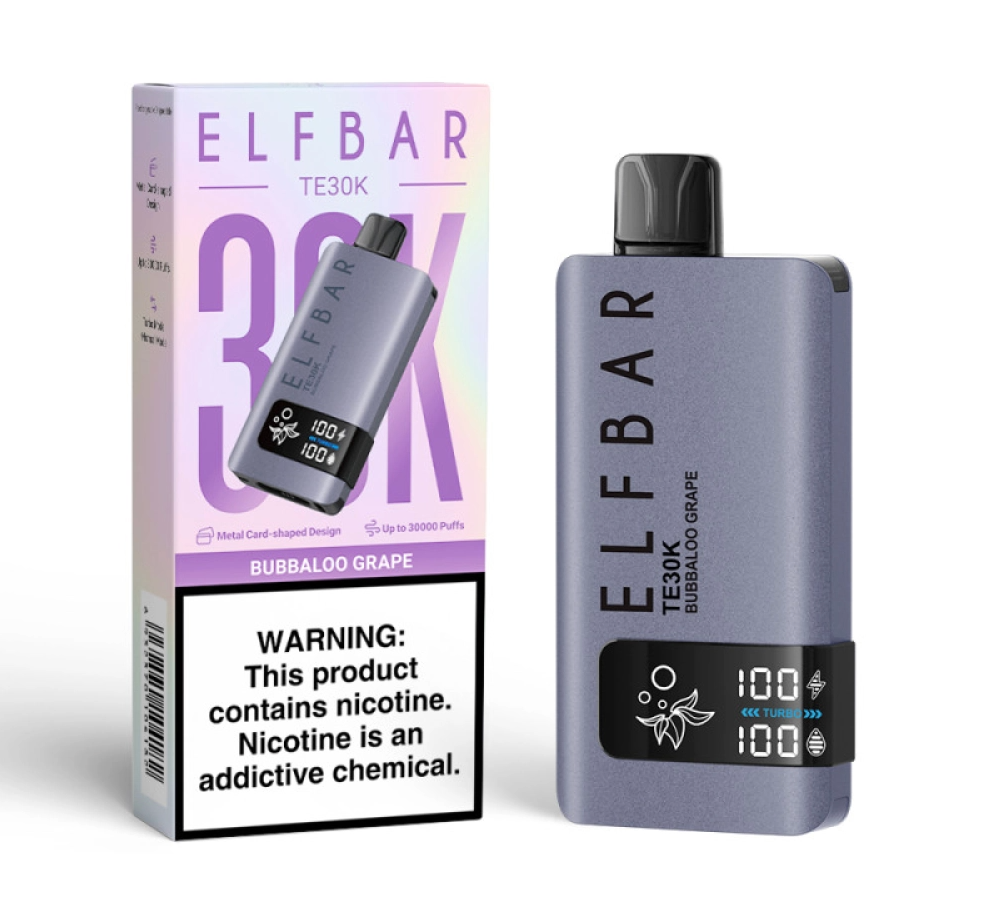 Pod descartable ElfBar TE30000 puffs Bubbaloo Grape - Tienda Vapor