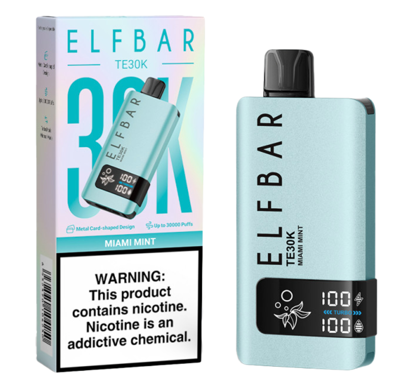 Pod descartable ElfBar TE30000 puffs Miami Mint - Tienda Vapor