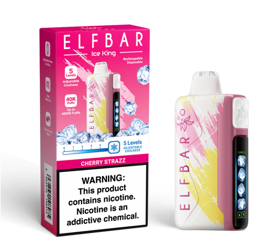 Pod descartable ElfBar Ice King 40000 Puffs Cherry Strazz - Tienda Vapor