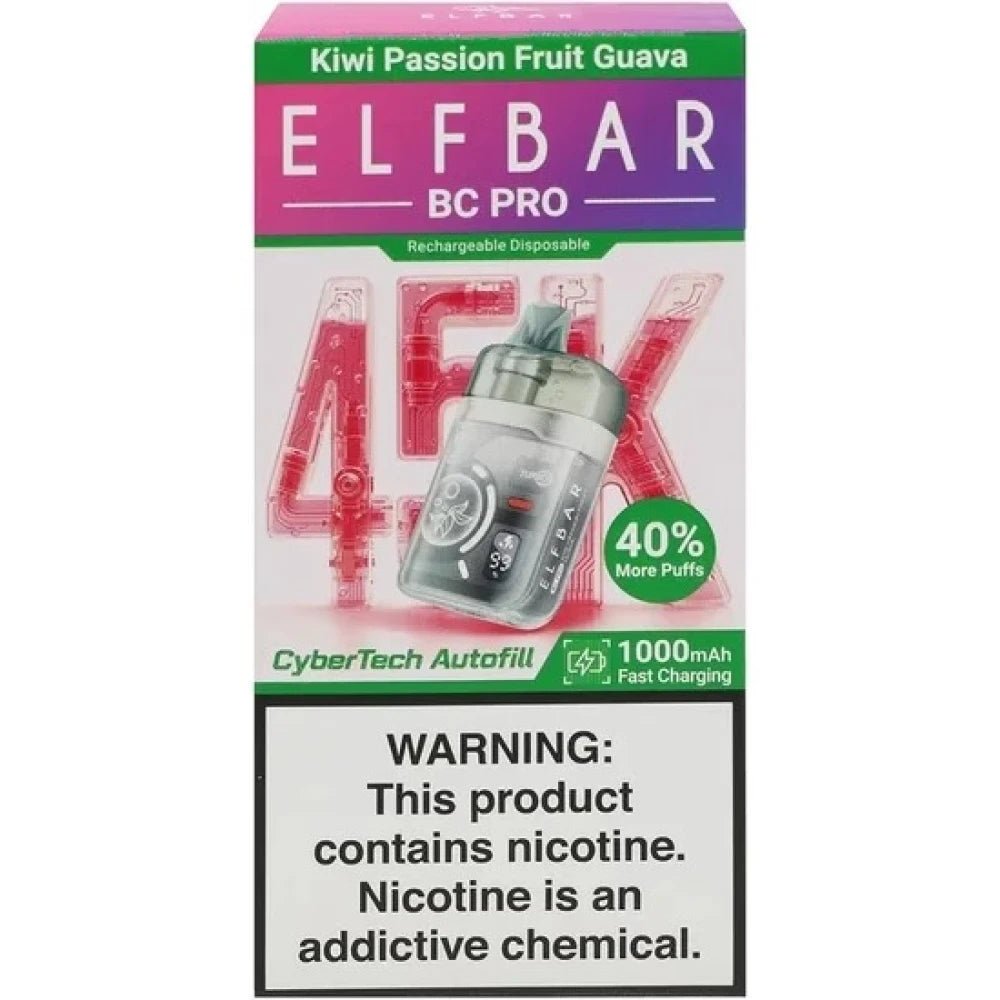 Pod descartable Elfbar BC PRO 45000 Puffs Kiwi Passion Fruit Guava - Tienda Vapor