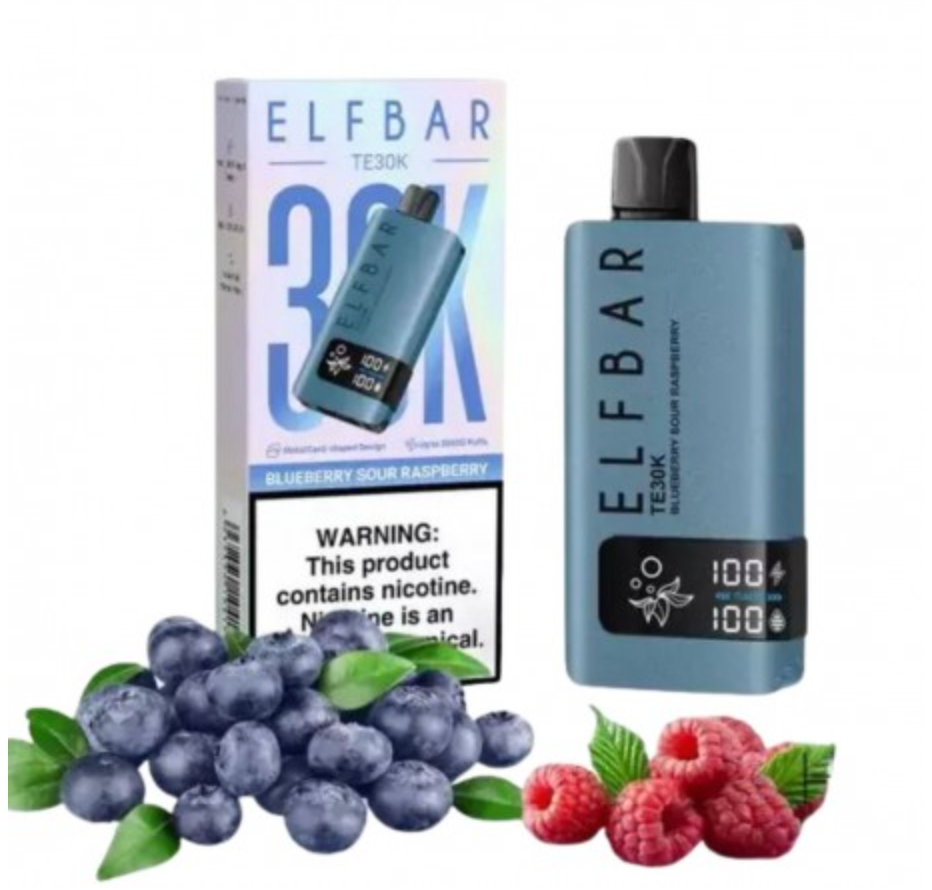 Pod descartable ElfBar TE30000 puffs Blueberry Sour Raspberry - Tienda Vapor
