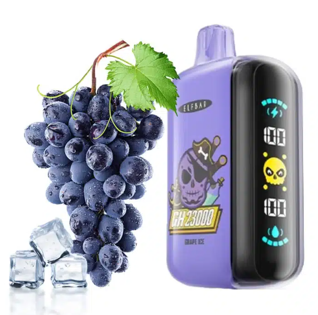 Pod descartable ElfBar Grape Ice GH23000 Puffs - Tienda Vapor