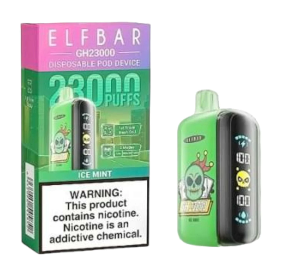 Pod descartable ElfBar Ice Mint GH23000 Puffs - Tienda Vapor