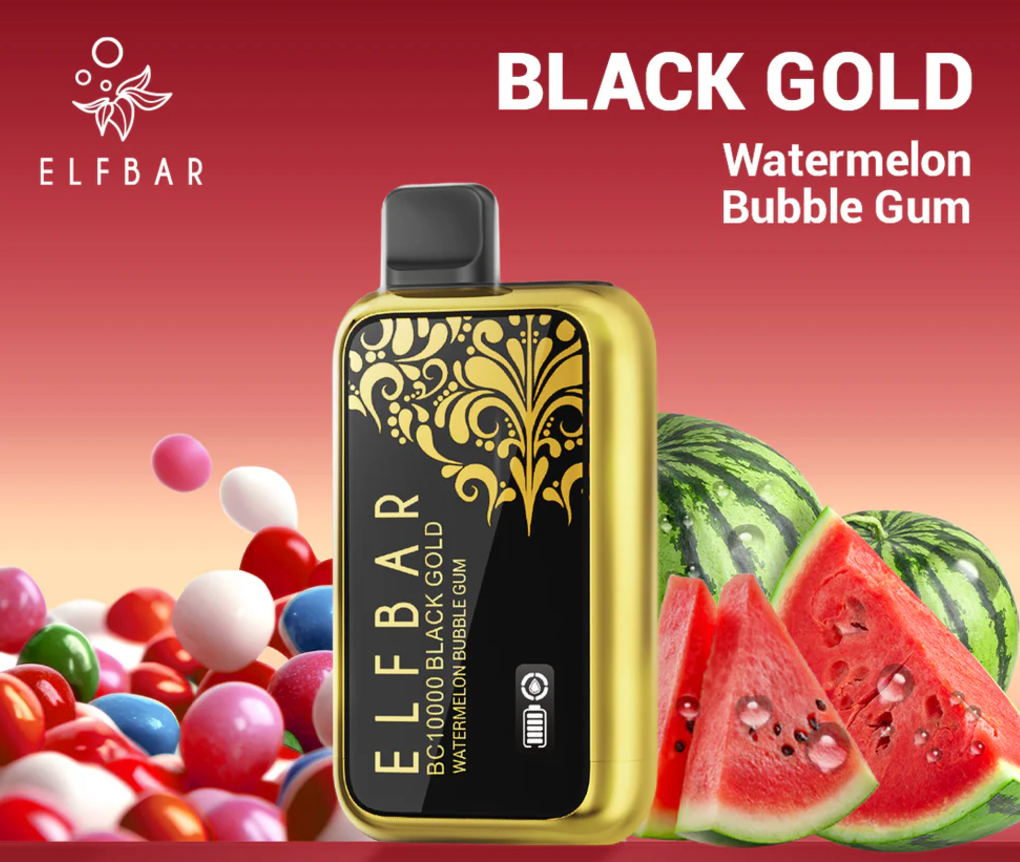 Pod descartable ElfBar BC10000 Black Gold Watermelon Bubblegum - Tienda Vapor