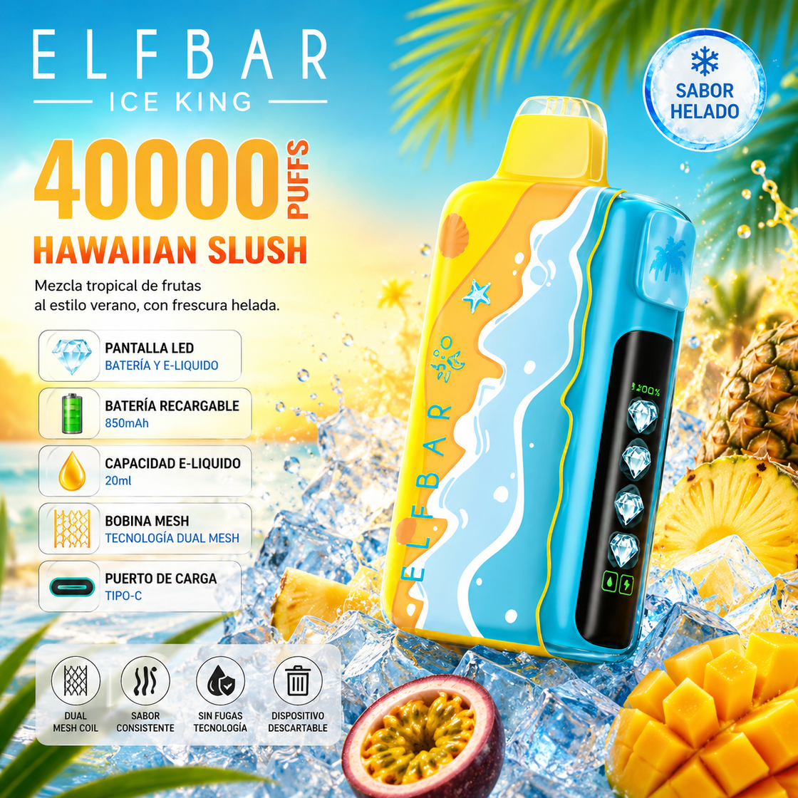 Pod descartable ElfBar Ice King 40000 Puffs Summer Hawaiian Slush - Tienda Vapor