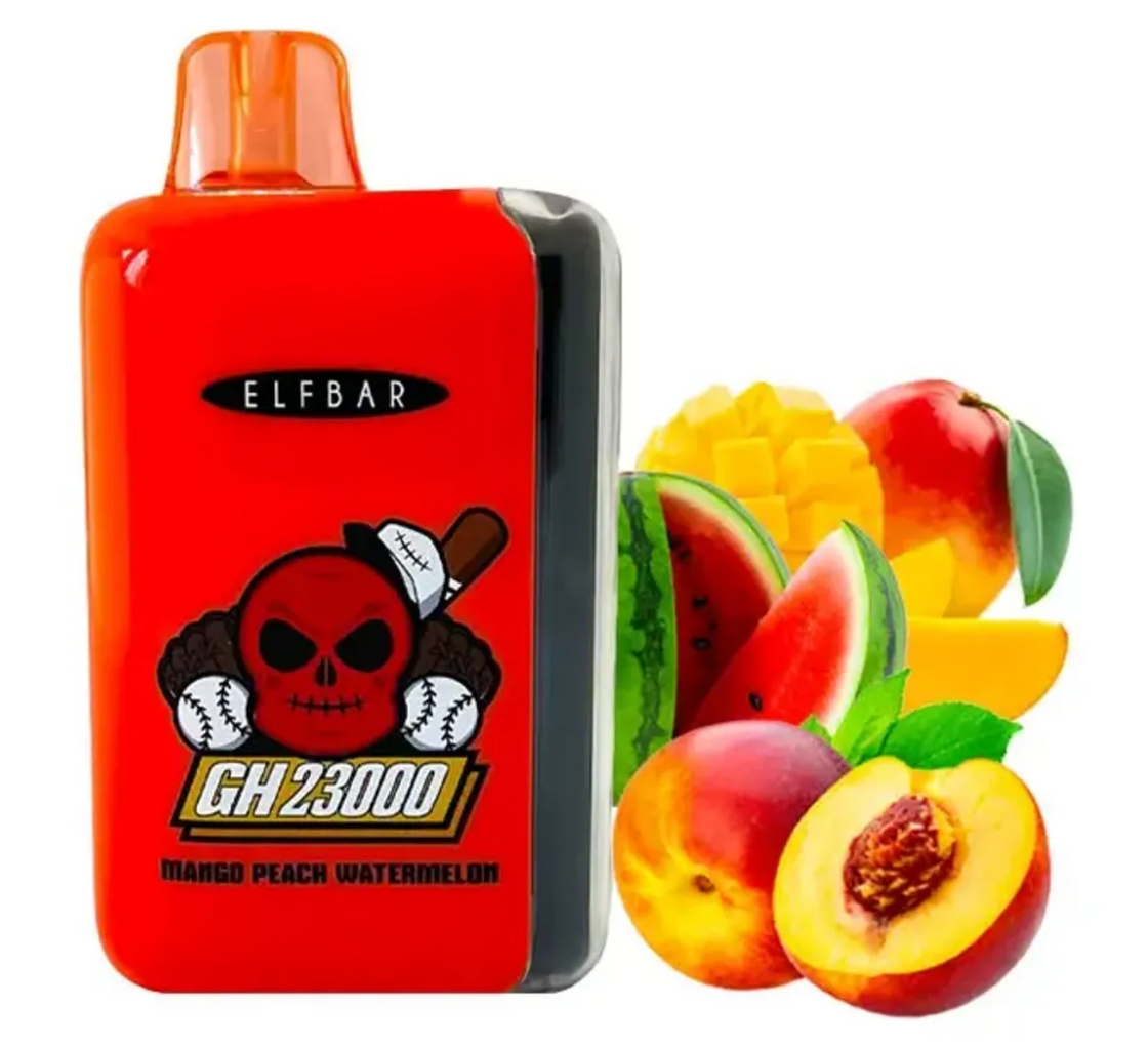 Pod descartable ElfBar Peach Mango Watermelon GH23000 Puffs - Tienda Vapor
