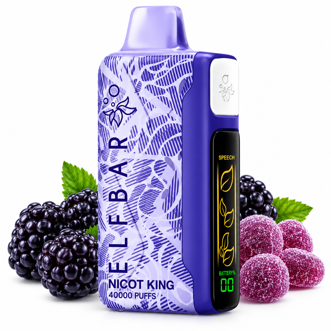 Pod descartable ElfBar Nicot King 40000 Puffs Sour Blackberry Candy