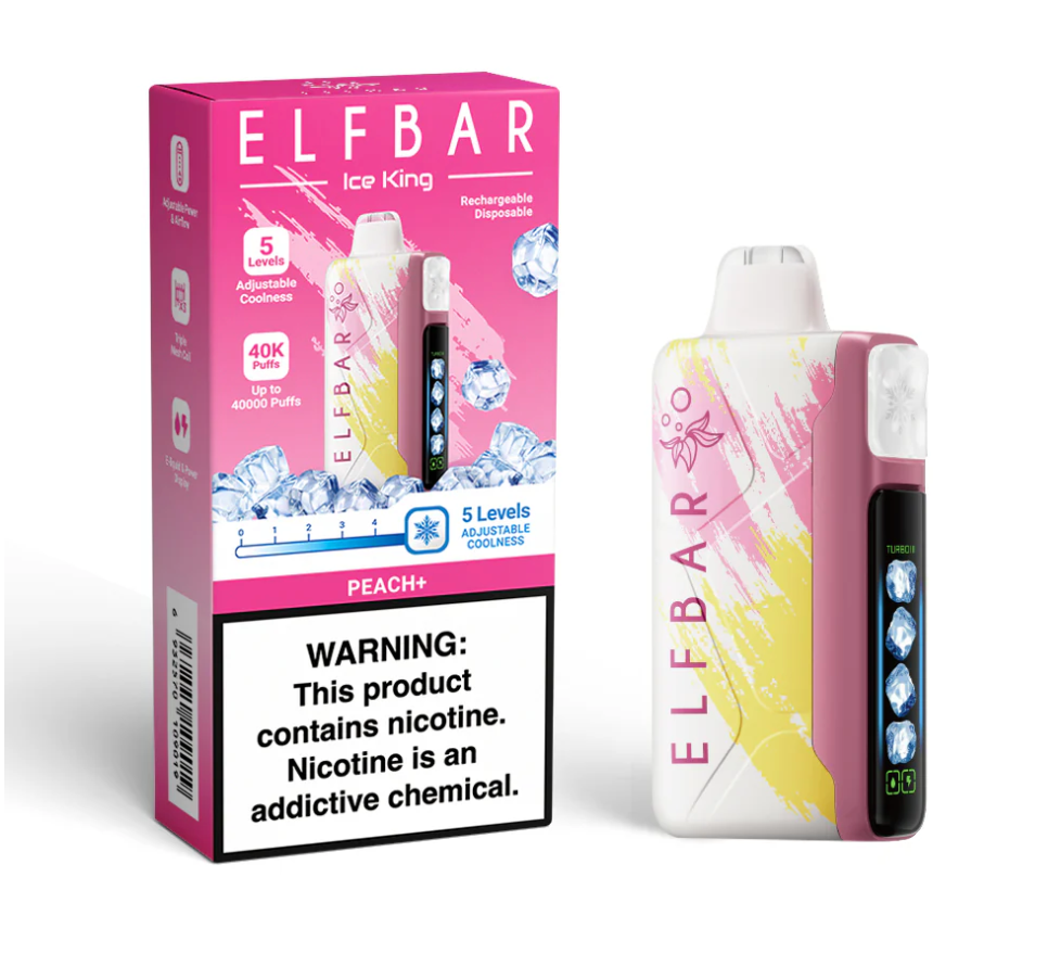 Pod descartable ElfBar Ice King 40000 Puffs Peach+ - Tienda Vapor
