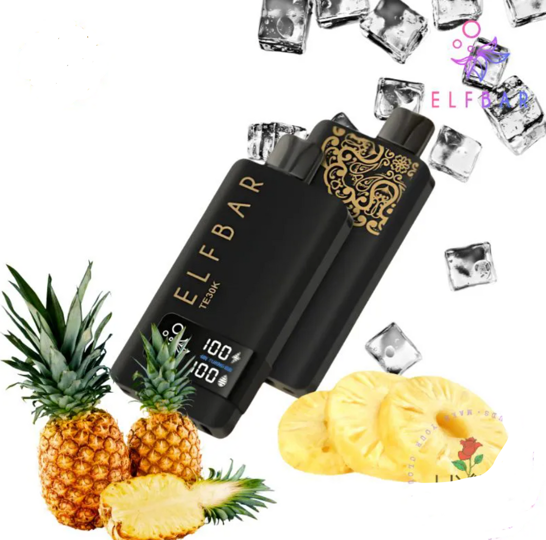 Pod descartable ElfBar TE30000 Puffs Black Gold Pineapple Ice
