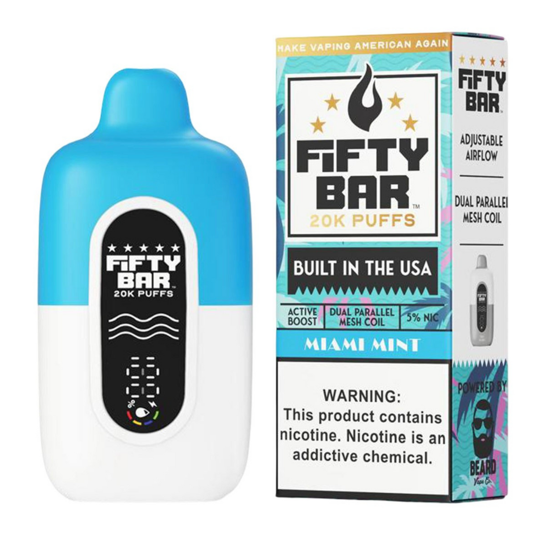 Pod descartable Fifty Bar V2 Miami Mint 20000 puffs (origen USA)
