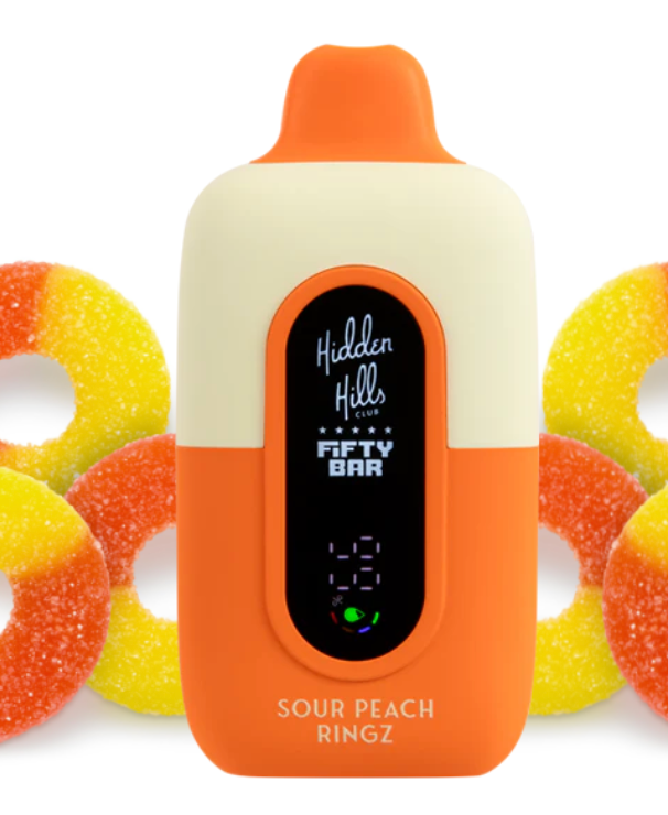 Pod descartable Fifty Bar Sour Peach Ringz 20000 puffs (origen USA) - Tienda Vapor