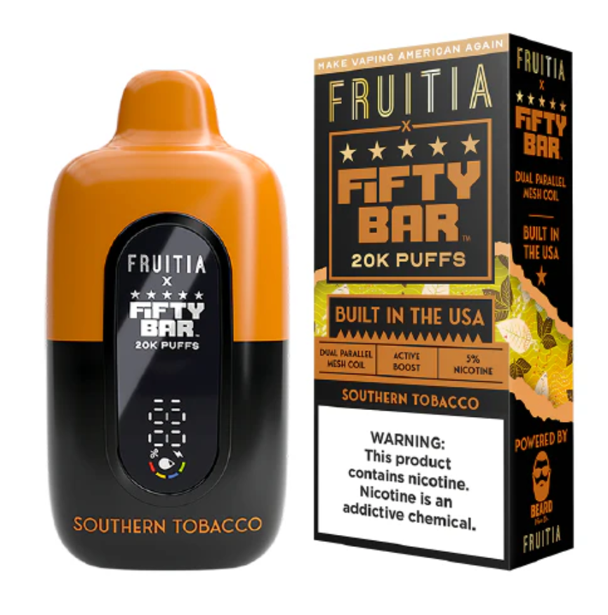 Pod descartable Fifty Bar Southern Tobacco 20000 puffs (origen USA) - Tienda Vapor