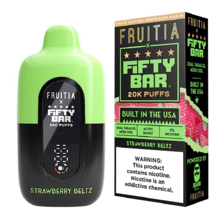 Pod descartable Fifty Bar Strawberry Beltz 20000 puffs (origen USA) - Tienda Vapor