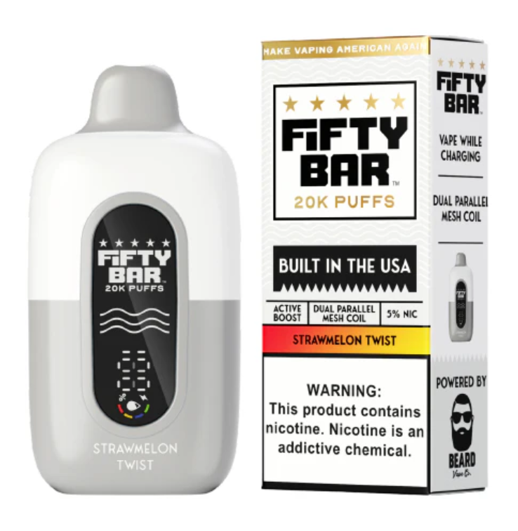 Pod descartable Fifty Bar V2 20000 puffs Strawmelon Twist (origen USA) - Tienda Vapor