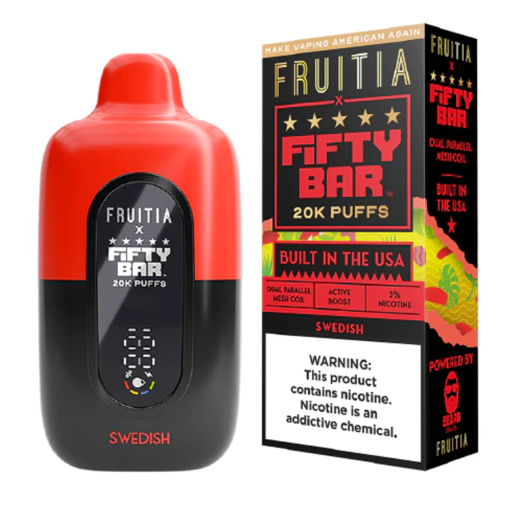 Pod descartable Fifty Bar Swedish 20000 puffs (origen USA) - Tienda Vapor