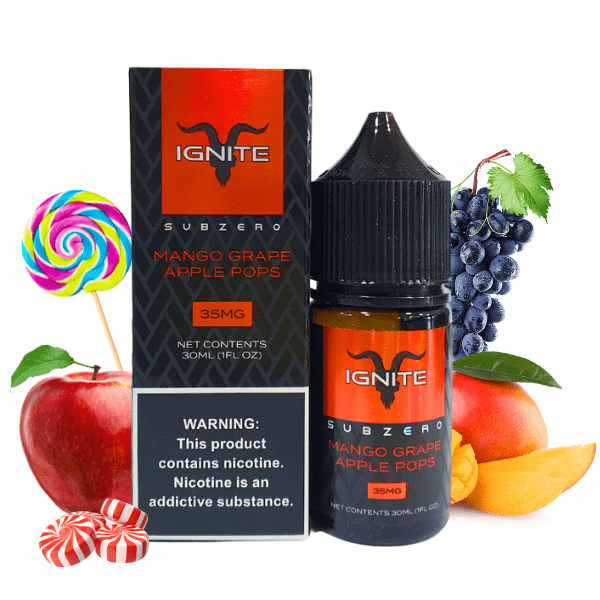 Liquido Ignite Salt Nic Mango Grape Apple Pops - Tienda Vapor