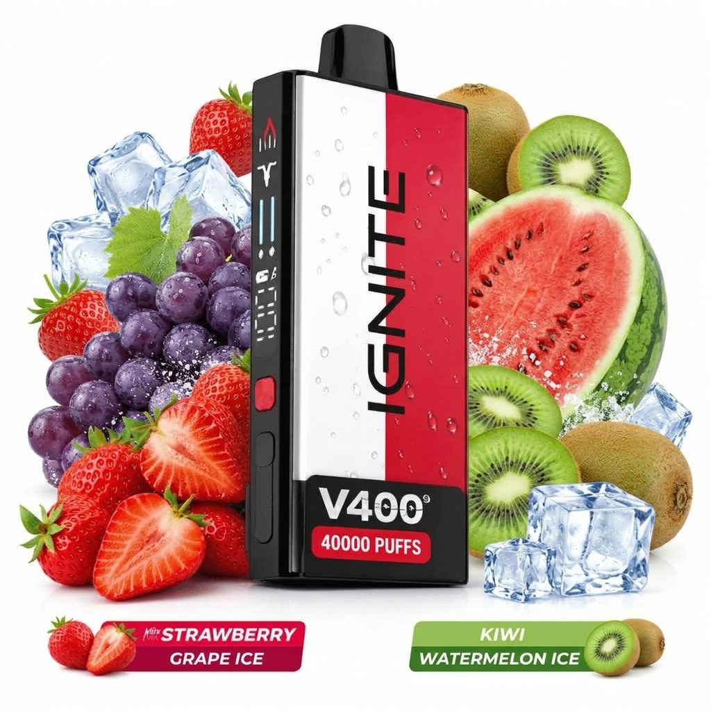 Pod descartable Ignite V400 40000 puffs Mix Strawberry Grape Ice / Kiwi Watermelon Ice