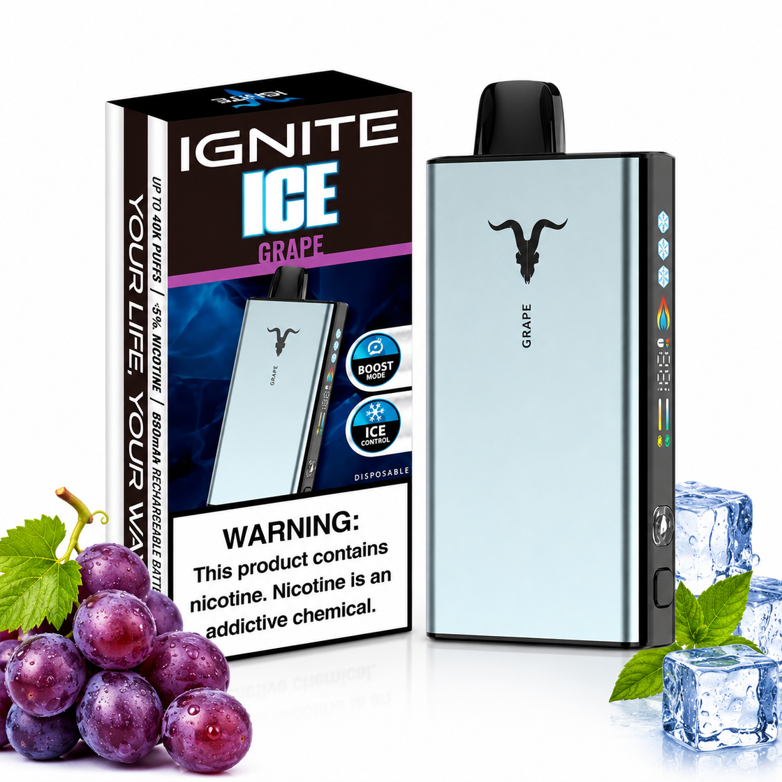 Pod descartable Ignite V400 40000 puffs Ice Grape