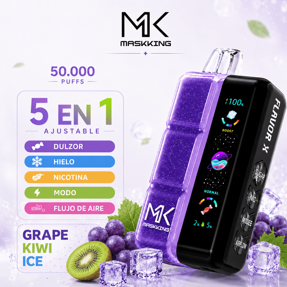 Pod descartable Maskking Flavor X 50000 Puffs Grape Kiwi Ice - Tienda Vapor