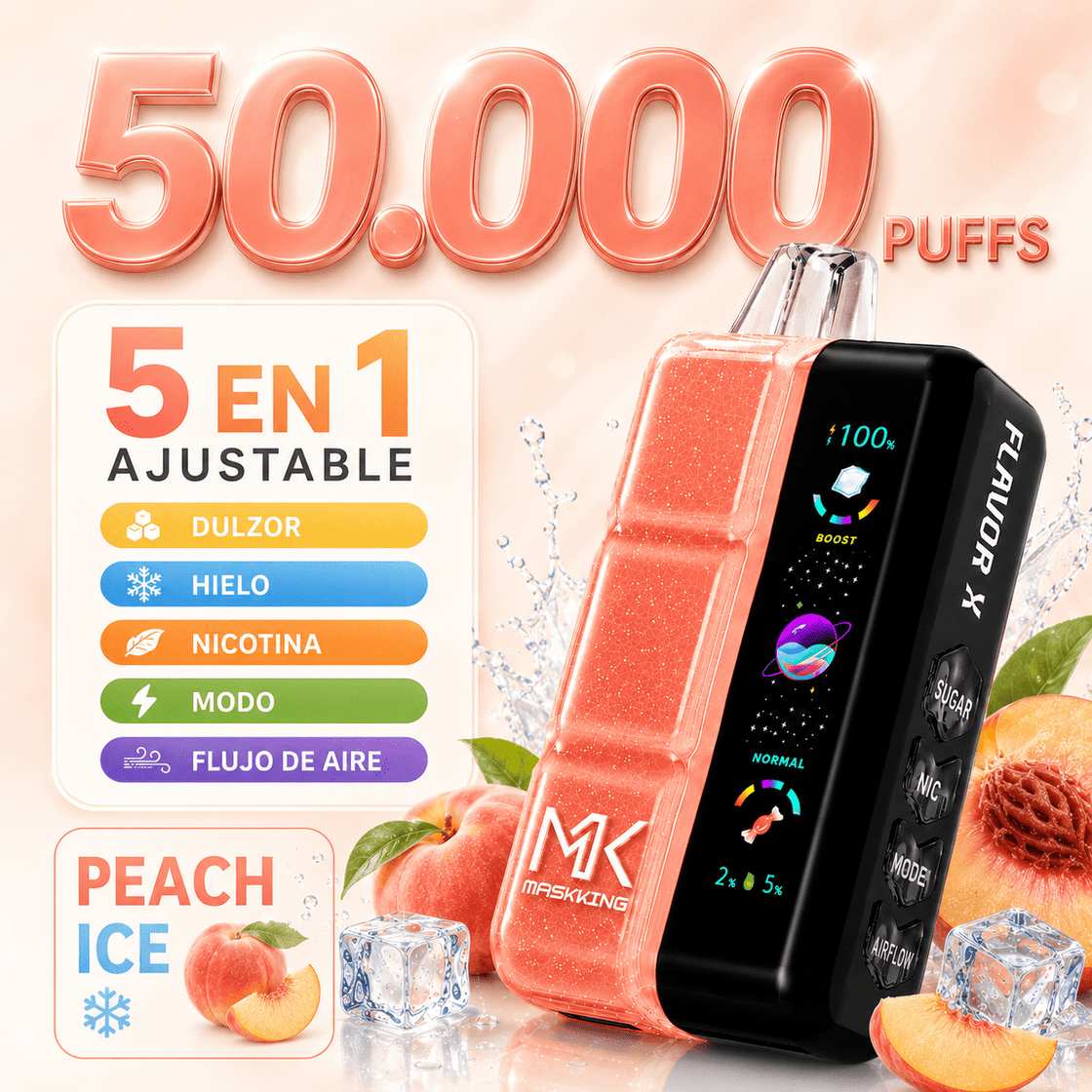 Pod descartable Maskking Flavor X 50000 Puffs Peach Ice - Tienda Vapor