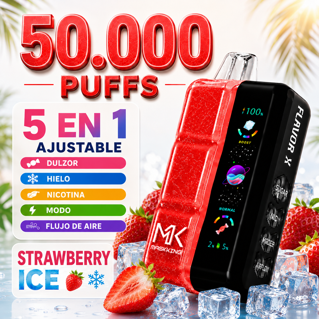 Pod descartable Maskking Flavor X 50000 Puffs Strawberry Ice - Tienda Vapor