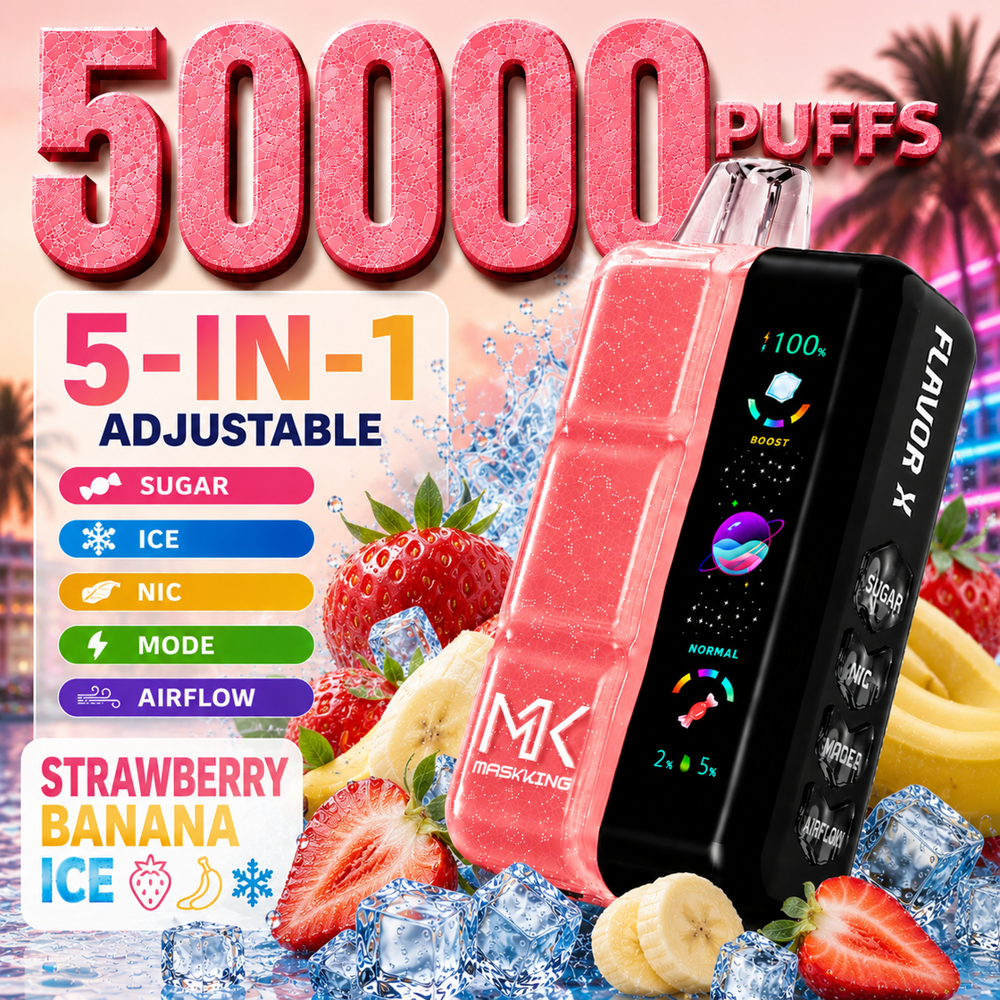 Pod descartable Maskking Flavor X 50000 Puffs Strawberry Banana Ice - Tienda Vapor