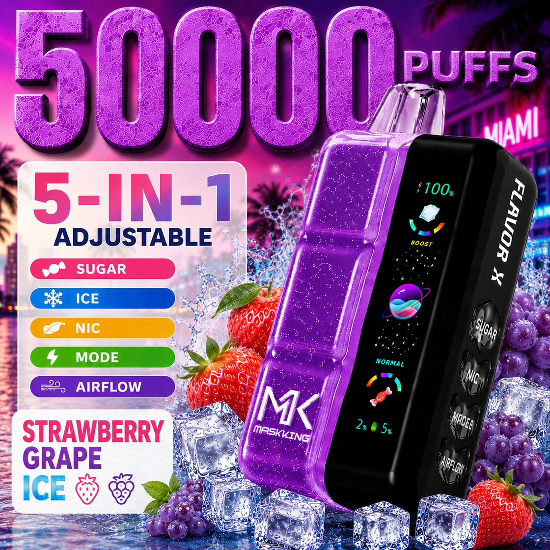 Pod descartable Maskking Flavor X 50000 Puffs Strawberry Grape Ice - Tienda Vapor