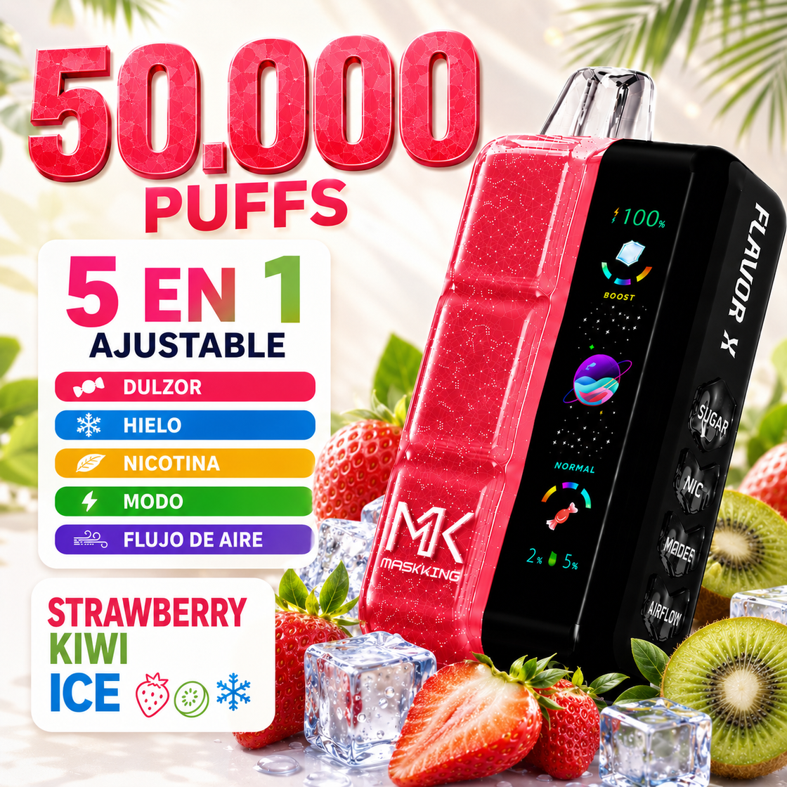 Pod descartable Maskking Flavor X 50000 Puffs Strawberry Kiwi Ice - Tienda Vapor