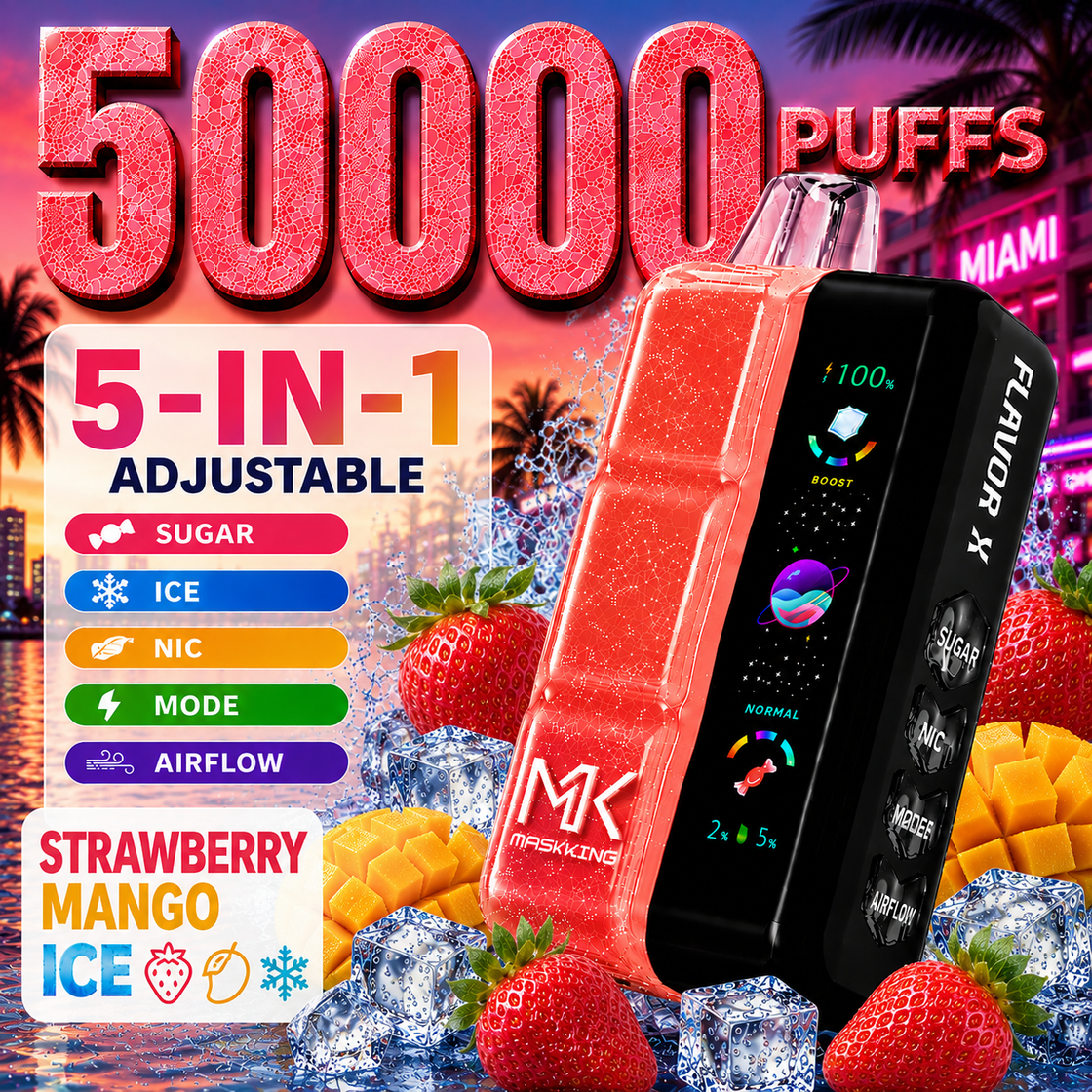 Pod descartable Maskking Flavor X 50000 Puffs Strawberry Mango Ice - Tienda Vapor