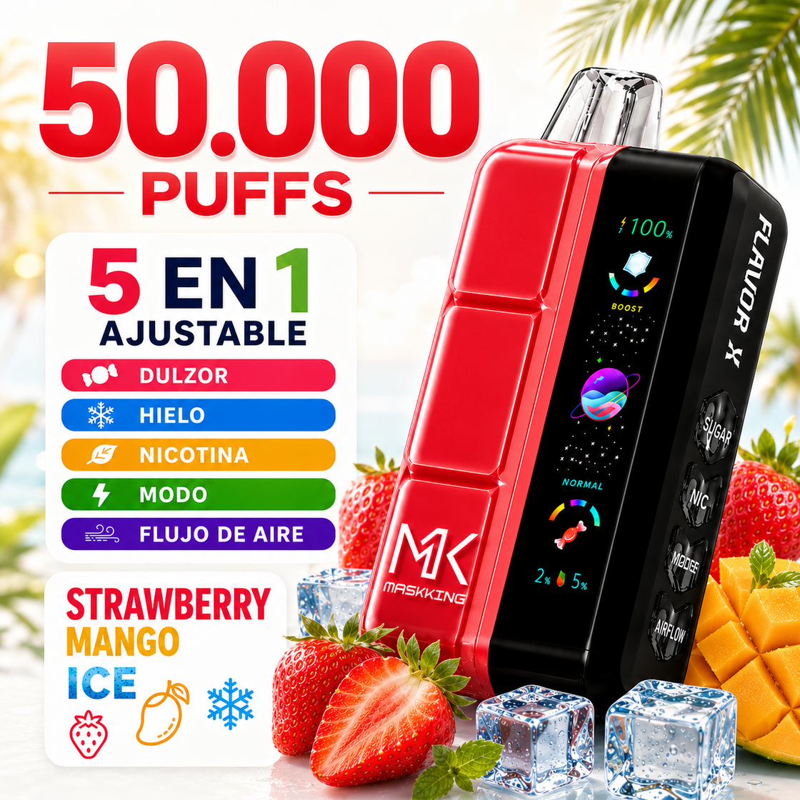 Pod descartable Maskking Flavor X 50000 Puffs Strawberry Mango Ice - Tienda Vapor