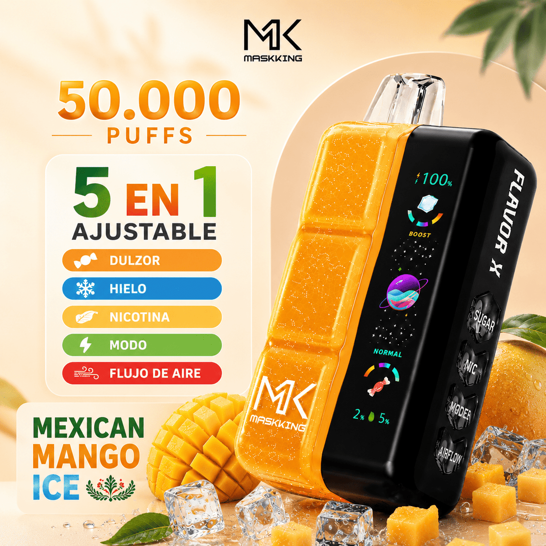 Pod descartable Maskking Flavor X 50000 Puffs Mexican Mango Ice - Tienda Vapor