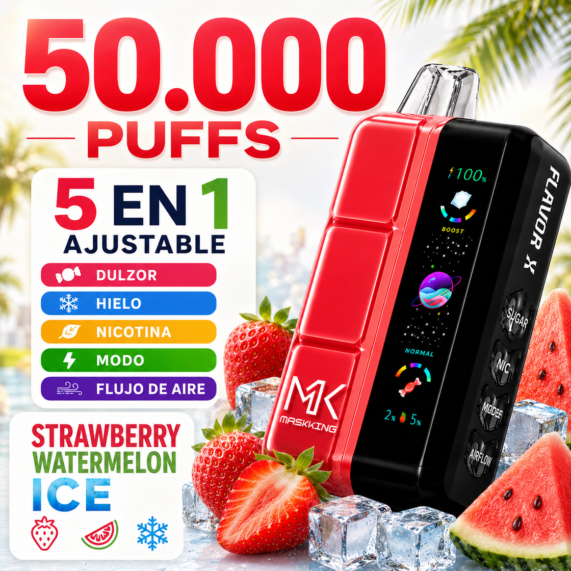 Pod descartable Maskking Flavor X 50000 Puffs Strawberry Watermelon Ice - Tienda Vapor