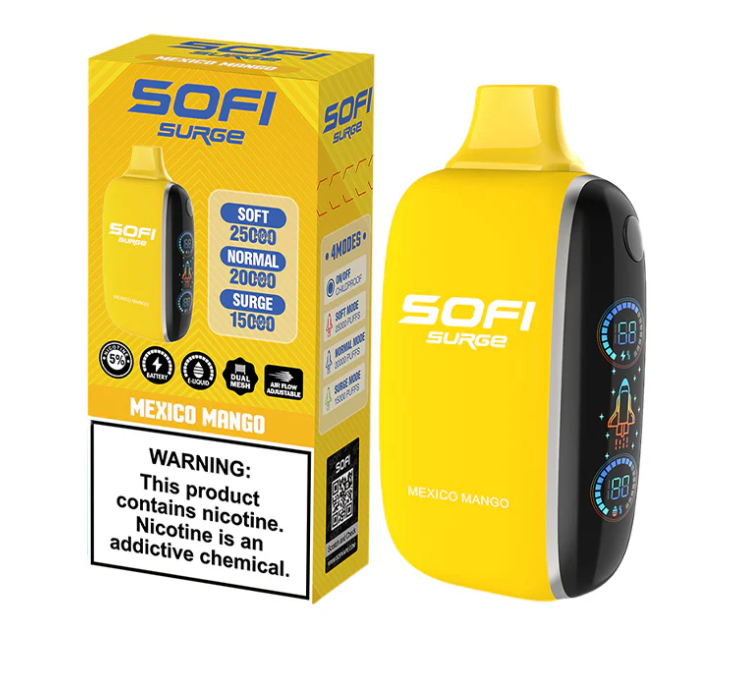 Pod descartable Sofi Surge Cero Nicotina Mexico Mango 25000 puffs - Tienda Vapor