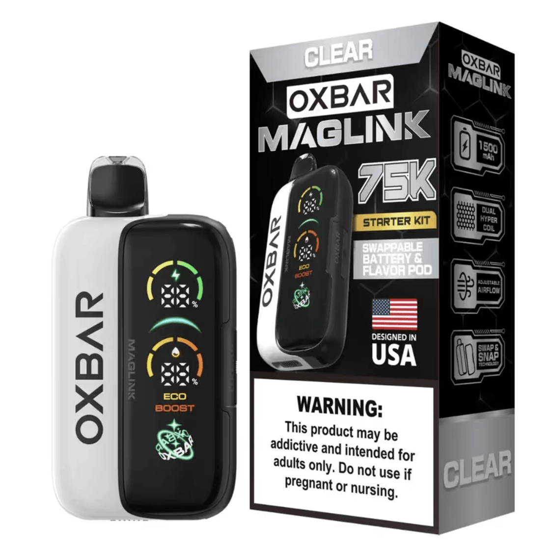 Pod descartable OXBAR Maglink Nixodine 75K Puffs Clear - Tienda Vapor
